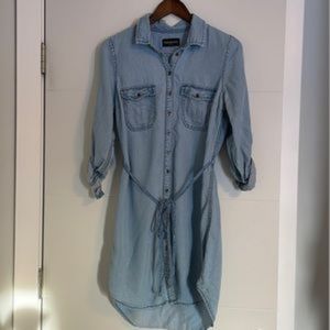 Parasuco Blue Denim Button Up Tied Waist Midi Dress Women’s XL NEW